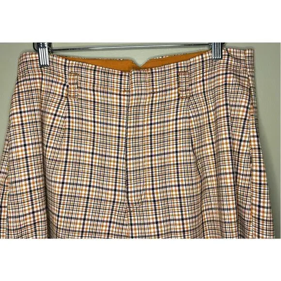 Free People Turning Point Barrel Leg Trousers Pants Neutral Combo Plaid Size 4 - Picture 4 of 14